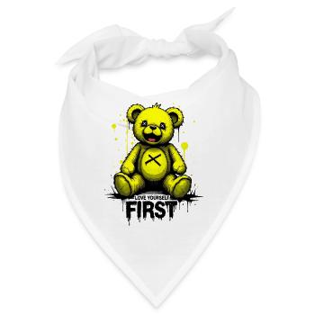 Love Yourself First Teddybär Graffiti - Bandana - Weiß - Vorne