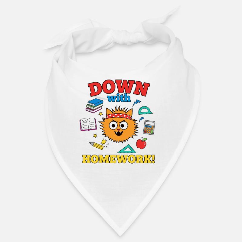 Down with Homework Rebellious School Cat Student Bandana