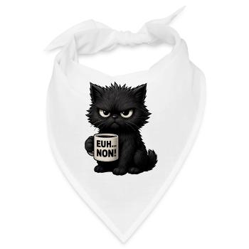 Chat Grognon Drôle Uh Nope Humour Introverti Noir - Bandana - Weiß - Vorne