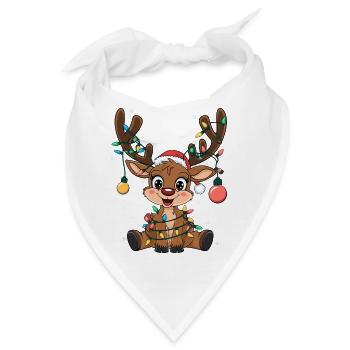 Rentier mit Lichterkette - Bandana - Weiß - Vorne
