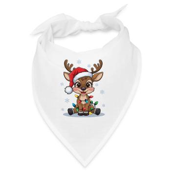 Weihnachtsrentier mit Lichterkette - Bandana - Weiß - Vorne