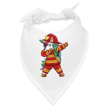 Dabbing Einhorn-Feuerwehrmann Papa Ersthelfer Gi - Bandana - Weiß - Vorne