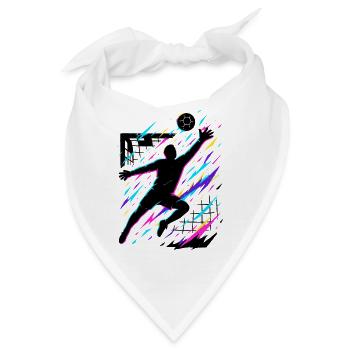 Handball Sprungwurf bunt, Neon Silhouette, Kunst - Bandana - Weiß - Vorne