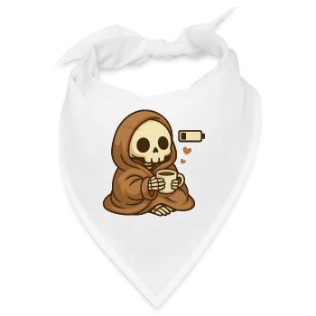Low Battery Skelett – Cozy Kaffee - Bandana - Weiß - Vorne