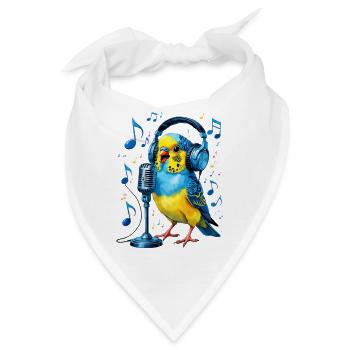 Papagei mit Kopfhörer-Mikro - Bandana - Weiß - Vorne