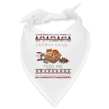 Weihnachtskatze im Karton – Futterbitten - Bandana - Weiß - Vorne