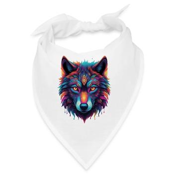 Neon-Wolf Kernmotiv Farbexplosion - Bandana - Weiß - Vorne