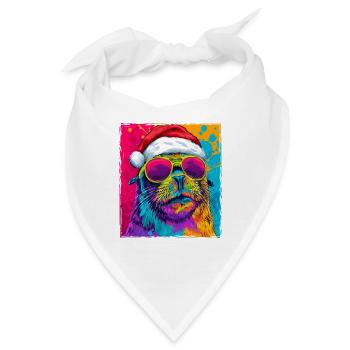 Robbe Tier Weihnachten Porträt - Bandana - Weiß - Vorne