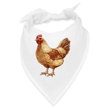 Huhn in warmem Goldton – Naturzeichnung - Bandana - Weiß - Vorne