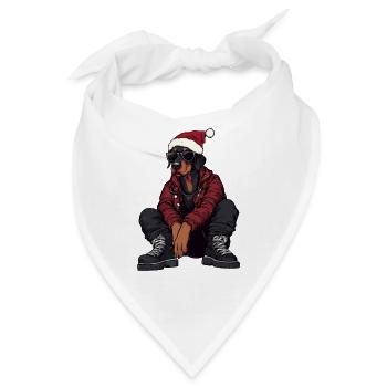 Dobermann Hund Weihnachten Winter - Bandana - Weiß - Vorne