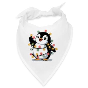 Pinguin mit Lichterkette - Bandana - Weiß - Vorne