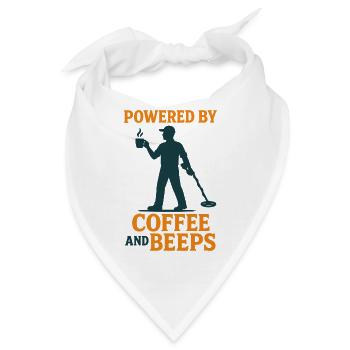 Angetrieben von Kaffee und Piepen, Metallerkennung - Bandana - Weiß - Vorne
