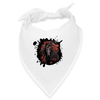 Schwarzes Pferd mit rotem Splatter - Bandana - Weiß - Vorne