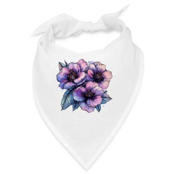 Purpurblaue Blumenbouquet - Bandana - Weiß - Vorne