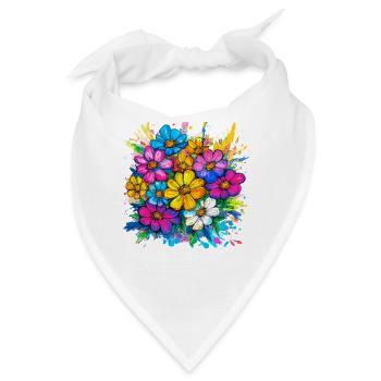 Farbige Wasserblumen-Bouquet - Bandana - Weiß - Vorne