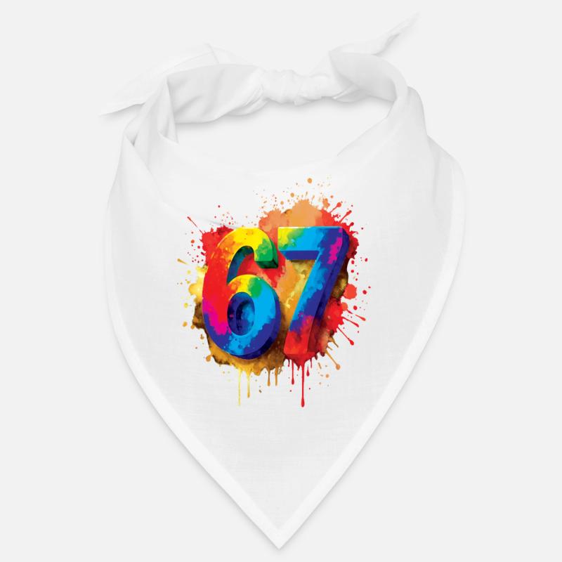 Chiffre 67 éclaboussures Coloré Design Numéro Bandana