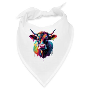 Bunte Kuh Kopf Farbexplosion - Bandana - Weiß - Vorne