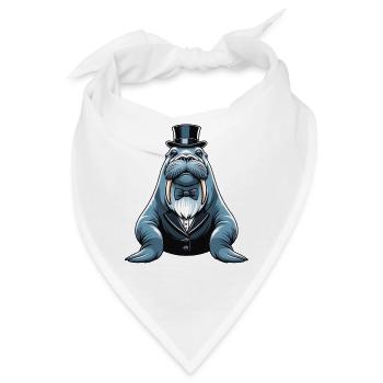 Eleganter Walross im Smoking - Bandana - Weiß - Vorne