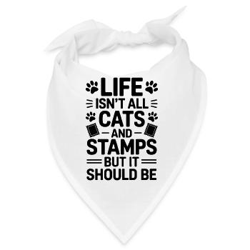 Briefmarken Spruch Katze Witz Briefmarken Geschenk - Bandana - Weiß - Vorne
