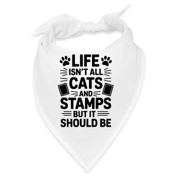 Briefmarken Spruch Katze Witz Briefmarken Geschenk - Bandana - Weiß - Vorne