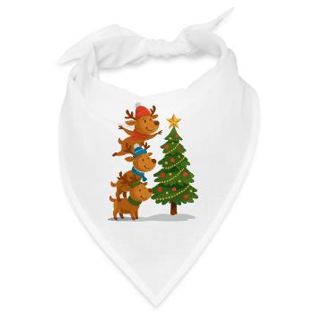 Rentierreihe am Christbaum - Bandana - Weiß - Vorne