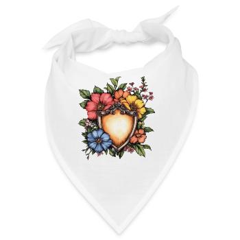 Blumen-Schild im Farbspiel - Bandana - Weiß - Vorne