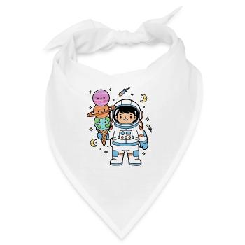 Astronauten-Kunst Essen, Weltraum-Humor - Bandana - Weiß - Vorne