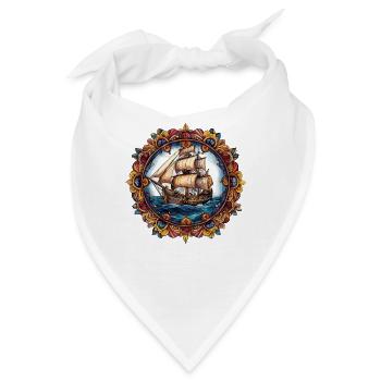 Segelschiff im Ornamenten-Rahmen - Bandana - Weiß - Vorne
