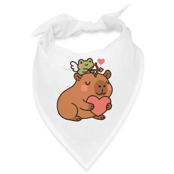 Capybara & Amor-Frosch – Süßes Herzmotiv - Bandana - Weiß - Vorne