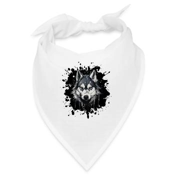 Wolfskopf im Aquarellstil - Bandana - Weiß - Vorne