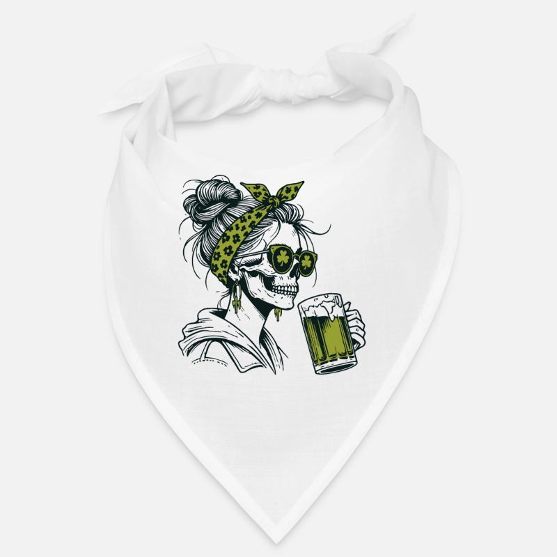 Shamrock Skeleton With Beer Funny Saint Patrick's Bandana
