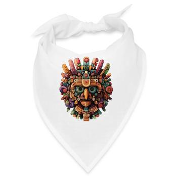 Bunte Aztekenmaske Farbexplosion - Bandana - Weiß - Vorne