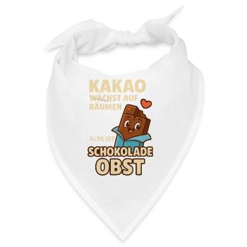 Kakao Spruch – Schokolade ist Obst - Bandana - Weiß - Vorne