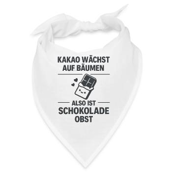 Kakao Spruch – Schokolade ist Obst - Bandana - Weiß - Vorne