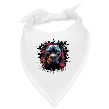 Farbenexplosions Pitbull Porträt - Bandana - Weiß - Vorne