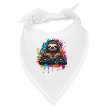 Faultier am Mischpult - Bandana - Weiß - Vorne