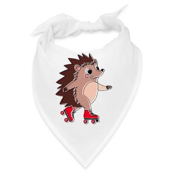 Igel auf Inlineskates – Niglo auf Inlineskates - Bandana - Weiß - Vorne
