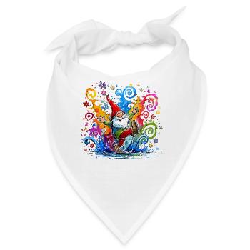 Bunter Gnom mit Farbspritzern - Bandana - Weiß - Vorne