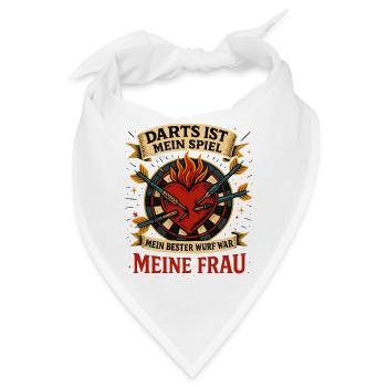 Mein bester Wurf war meine Frau – Darts Herz Shirt - Bandana - Weiß - Vorne