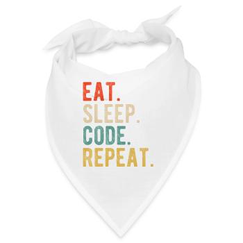Eat Sleep Code Repeat Programmierer Nerd Retro - Bandana - Weiß - Vorne