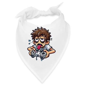 Erschöpfter Gamer in Aktion - Bandana - Weiß - Vorne