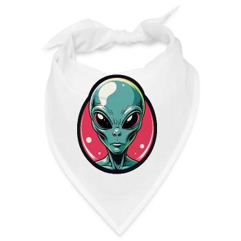 Neon Alien Kopf Portrait - Bandana - Weiß - Vorne