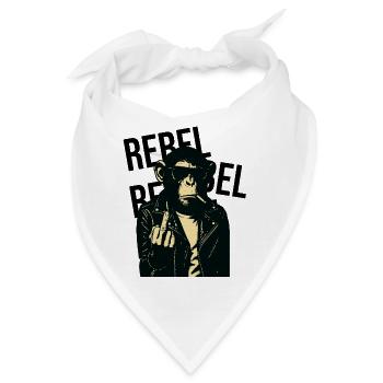 Rebellischer Affe in Leder - Bandana - Weiß - Vorne