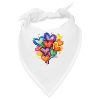 Regenbogenherzen Kaleidoskop - Bandana - Weiß - Vorne