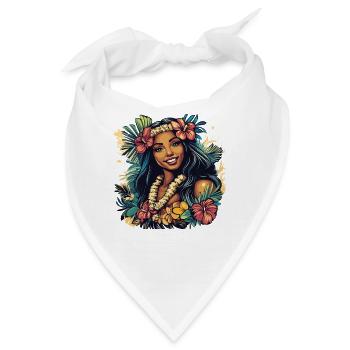 Tropische Hula-Blumenkranz - Bandana - Weiß - Vorne