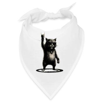 Grunge Rock Kater Mit Sonnenbrille Und Totenkopf - Bandana - Weiß - Vorne