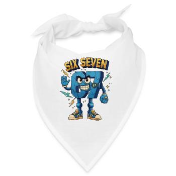 67 Six Seven Siebenundsechzig Roboter Comic Zahl - Bandana - Weiß - Vorne