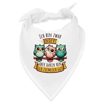 Anderssein – Eulen mit Spruch & Persönlichkeit - Bandana - Weiß - Vorne