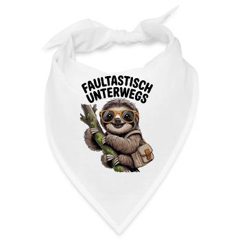 Faultier Design – Faultastisch unterwegs - Bandana - Weiß - Vorne
