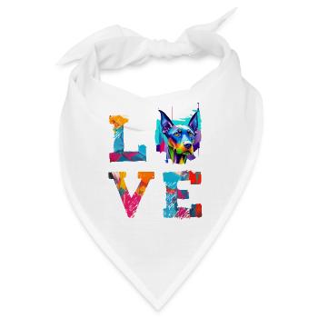 Dobermann-Pinscher lieben bunte abstrakte Farben - Bandana - Weiß - Vorne